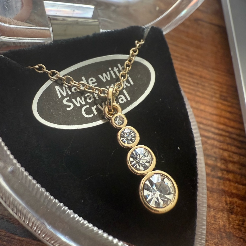 Swarovski Crystal Gold Tone 4 Stone Necklace - Picture 3 of 3
